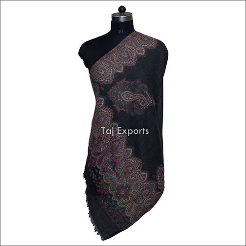 Black Kani Border Pure Woolen Shawls