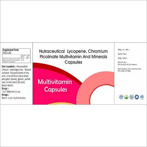 Nutraceutical Lycopene - Chromium Plcolinate Multivitamin And Minerals Capsules