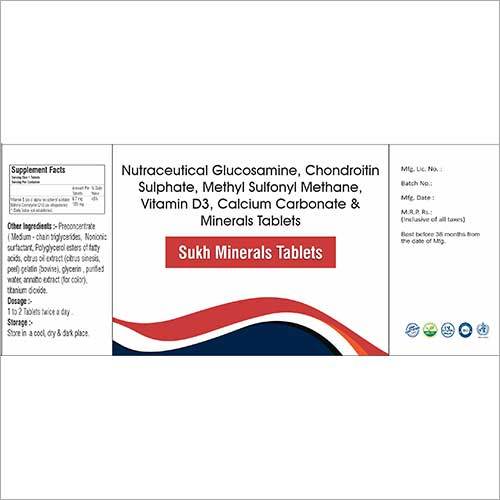 Nutraceutical Glucosamine Chondroitin Sulphate Methyl Sulfonyl Methane Vitamin D3 Calcium Carbonate And Minerals Tablet By SUKHDARSHAN PHARMACY