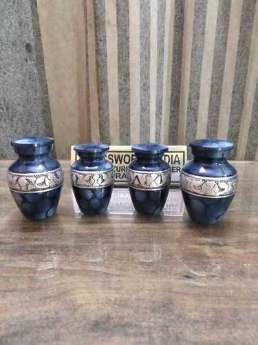 Brass Clouded Blue Engraved Keepsake Urn Funeral Supplies