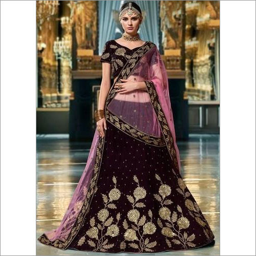 Ladies Floral Velvet Lehenga