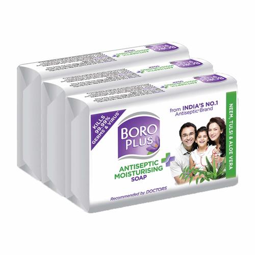 Boroplus Antiseptic + Moisturising Soap - Neem, Tulsi And Aloe Vera - 125G (Pack Of 3) Age Group: Adults
