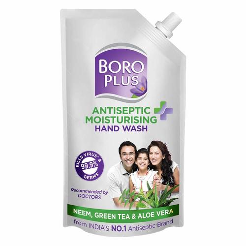 Boroplus Antiseptic + Moisturising Hand Wash - Neem, Green Tea & Aloe Vera (Refill Pouch With Spout) - 750Ml Age Group: Adults
