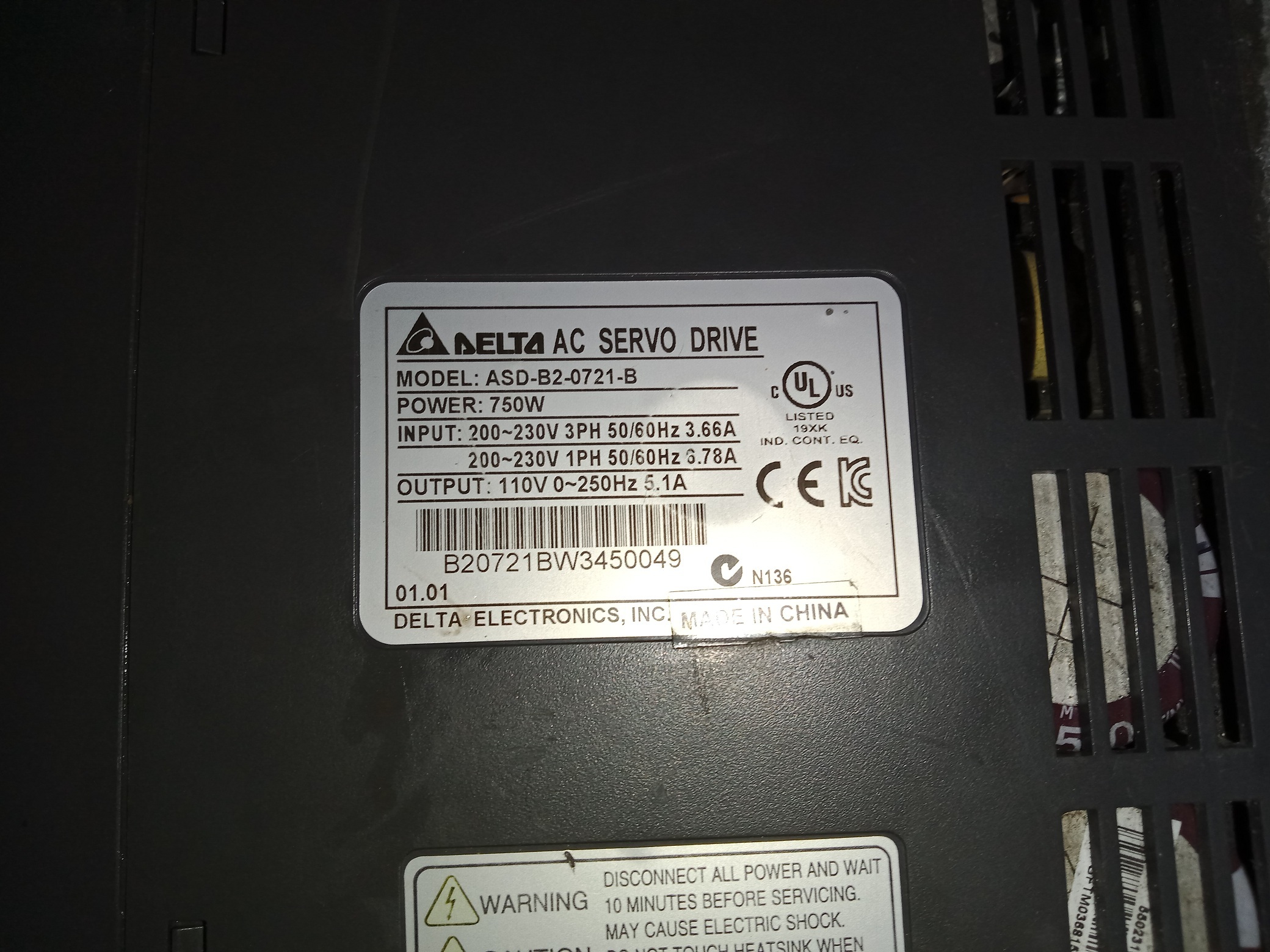 Delta Ac Servo Drive ASD-B2-0721-B