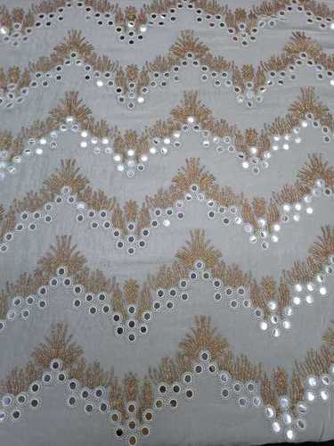 Embroidery Chinon Fabric - Dyable, Soft Lightweight Material in Various Colors | Embroidered with Rose Gold Sequins and Artwork