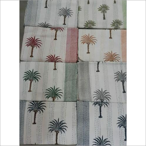 Palm Tree Printed Kantha Bedcover
