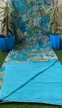 Palm Tree Printed Kantha Bedcover