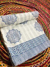 Palm Tree Printed Kantha Bedcover