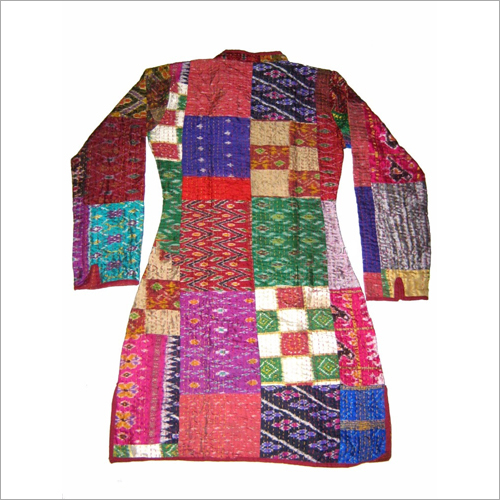 Indian Patchwork Vintage Silk Patola Kantha Jacket