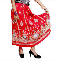 Ladies Rayon Skirt Boho Embroidered Skirts - Multicolor, One Size | All-season Wear, Embroidered & Printed Pattern Design
