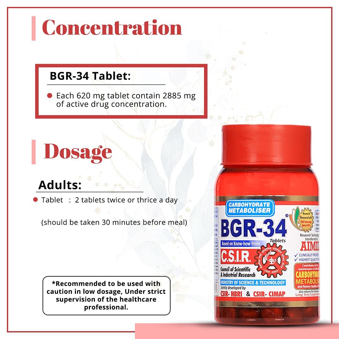 AIMIL BGR-34 Herbal Tablets (100 Tablets)