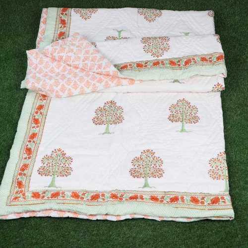 Block Printed Cotton Kantha Quilt