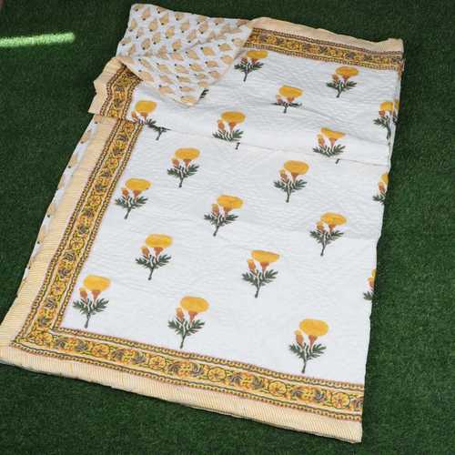 Yellow Flower Print Cotton Fine Quilts