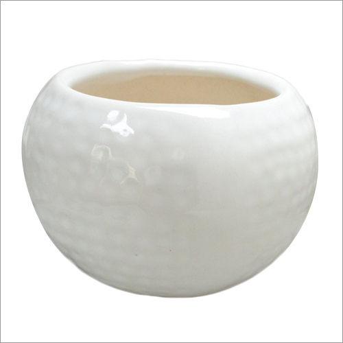 Round White Ceramics Pots