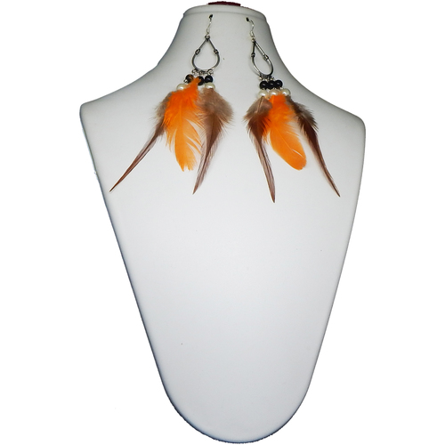 Fancy Birds Feathers and Glass Beads Earrings