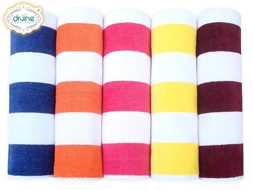 Divine Overseas Cotton Velour Bath Towel - Cabana Stripes