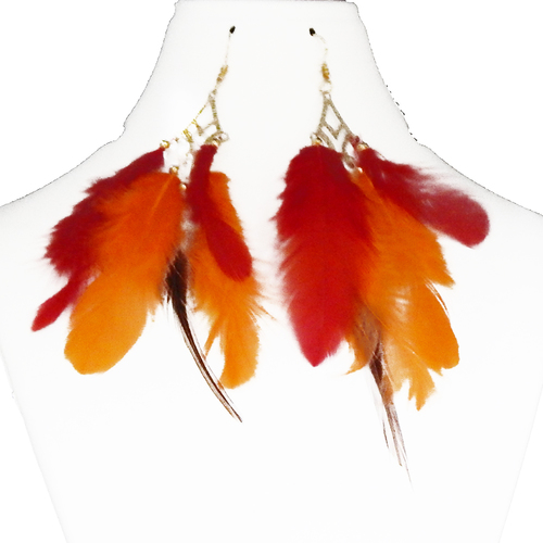 Fashionable Metal beads with Feather Earrings