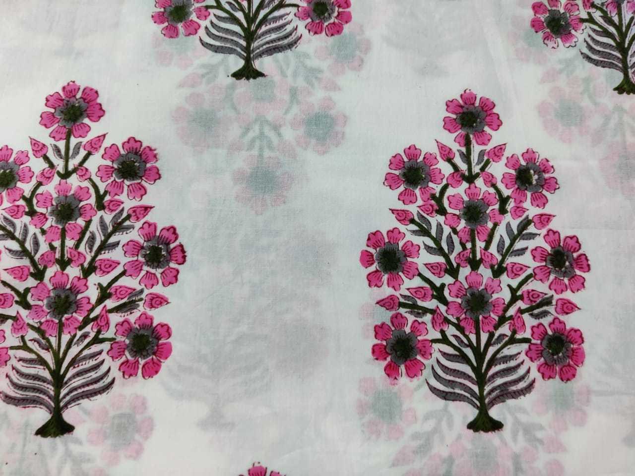 Floral Block Printed Cotton Fabric
