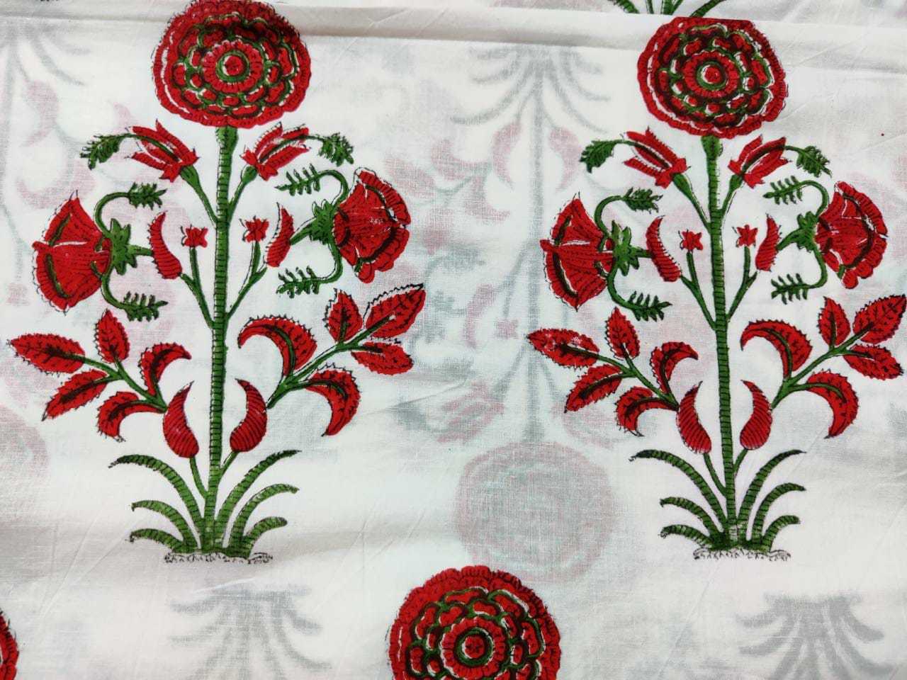 Indian Block Printed Mughal  Cotton Fabric