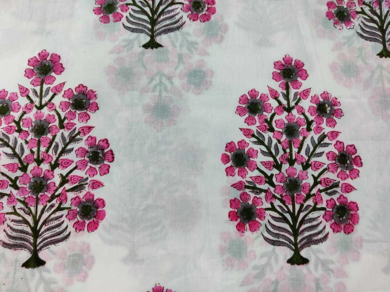 Indian Block Printed Mughal  Cotton Fabric