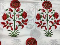 Sanganeri Flower Block  Printed Cotton Fabric