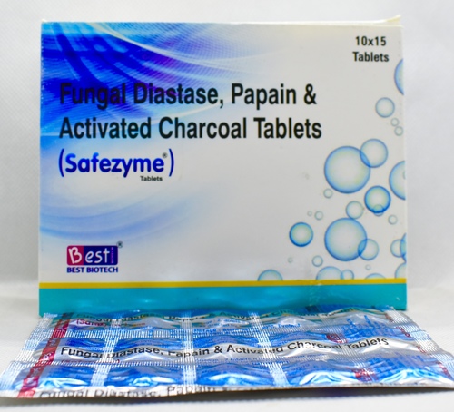 Fungal Diastase (1:800) 100 mg+Papain 60 mg+Activated Charcoal 75 mg Tablets