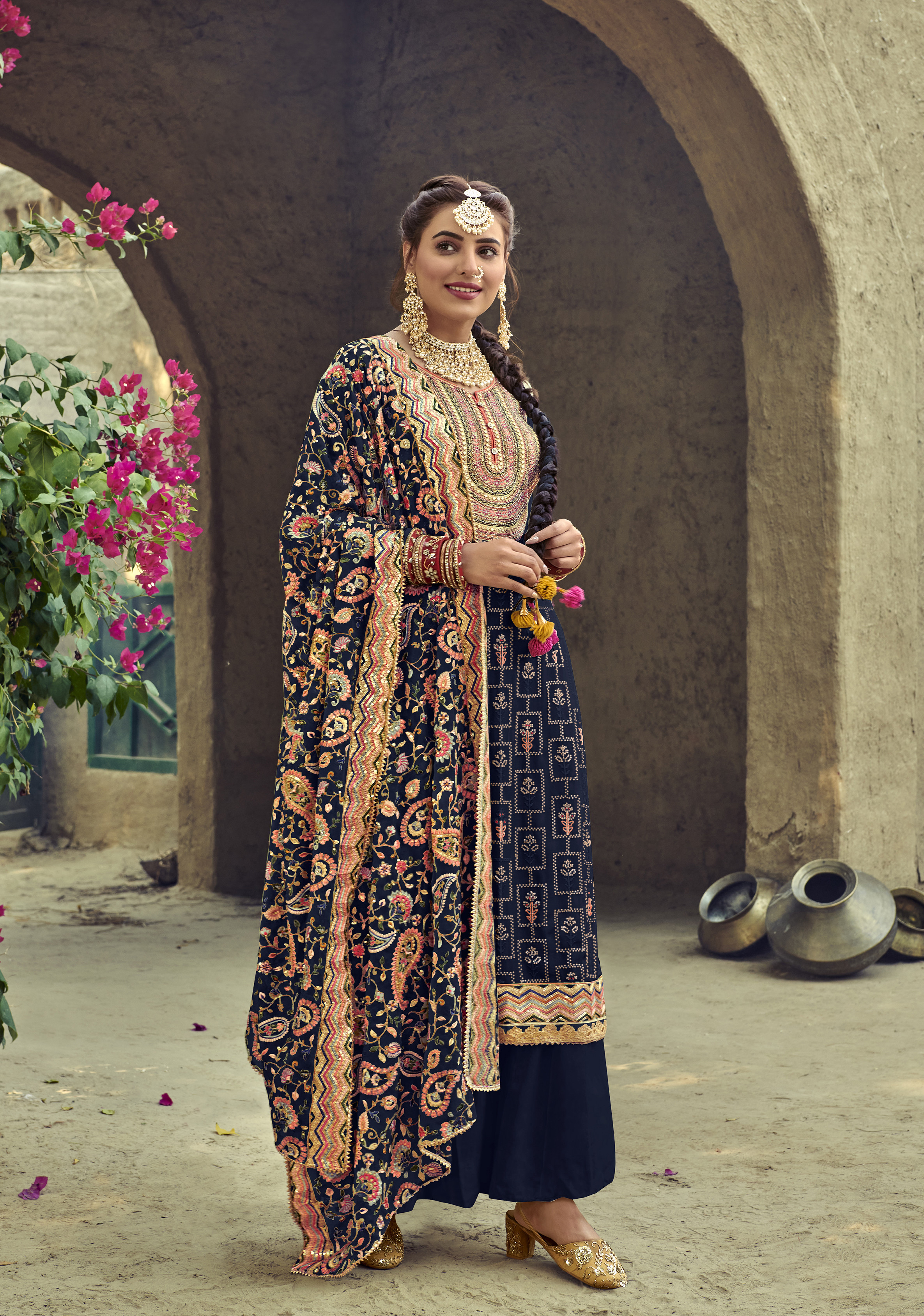 Faux Georgette Palazzo Suit