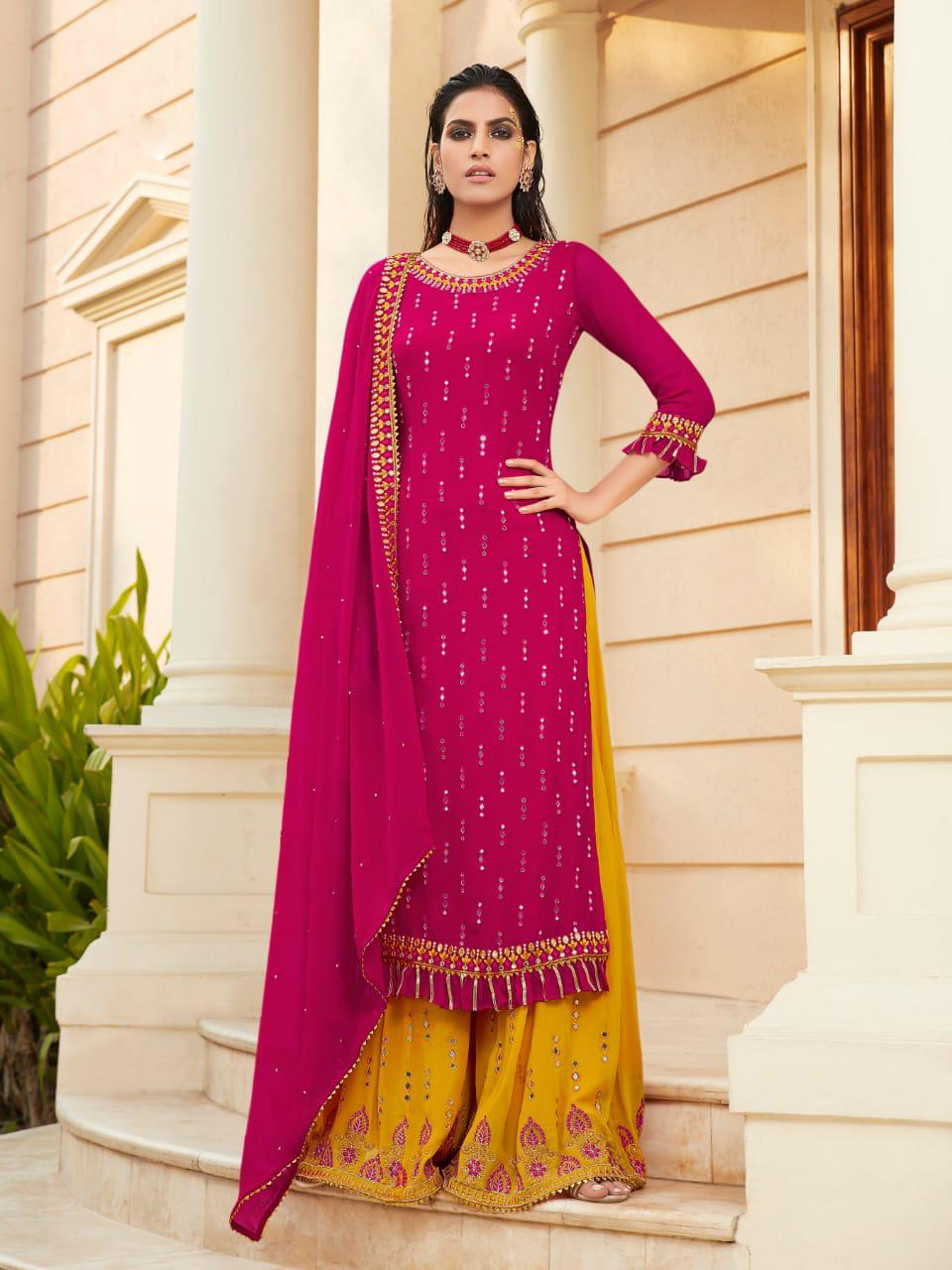 Heavy Faux Georgette Palazzo Suit
