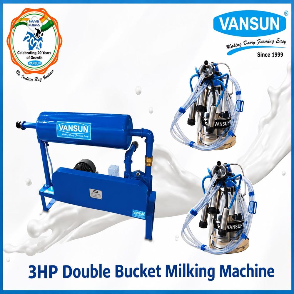 3Hp Double Bucket Milking Machine - Capacity: 35 Cows/Hour Kg