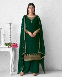 Georgette with Chain Stitch Embroidery Palazzo Suit