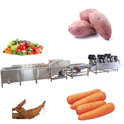 Automatic Sweet Potato Spray Cleaning Vibration Drain Production Line Sweet Potato Washing Air Drying Processing Line