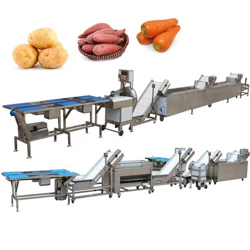 Cassava Peeling Cutting Root Vegetable Cleaning Equipment Conveyor Belt Cassava Washing Peeling Processing Machinery Line with station