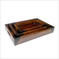 3 Pcs Wooden Tray Set