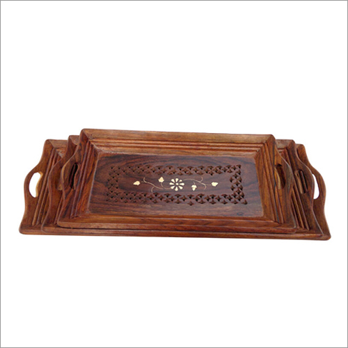 3 Pcs Wooden Tray Set