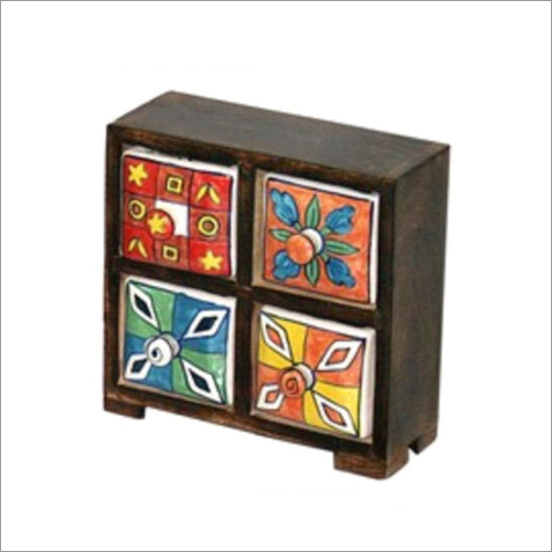 7.75x3.125x8 Inch High Ceramic Drawer Chest By INDIA EXPO HANDICRAFTS