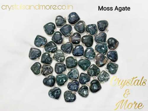 Moss Agate Heart Shaped Pendant