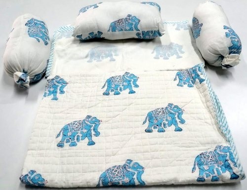 Elephant Block Printed  Baby Bedding Dohar & Blankets