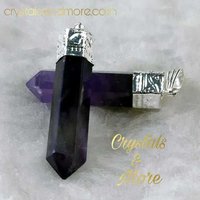 Amethyst Pencil Pendant - 1.5 - 2 Inch Size, Purple Color, Silver Metal | Crystal Pendant Crafted From Natural Stone