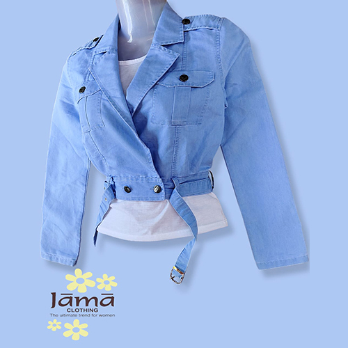 Ladies Crop Denim Shirt