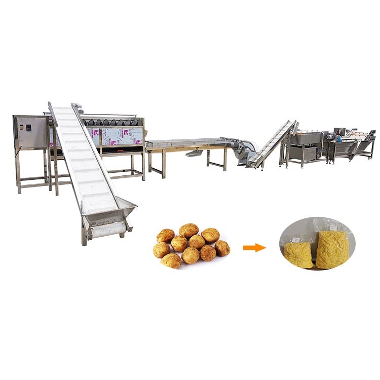 Sweet Potato Chips Making Machine / Salad Cassava Strips Making Machine Potato Chips Line