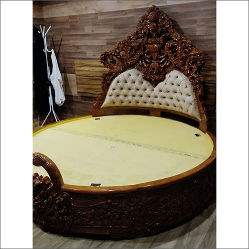 Wooden Round Shape Carving Bed