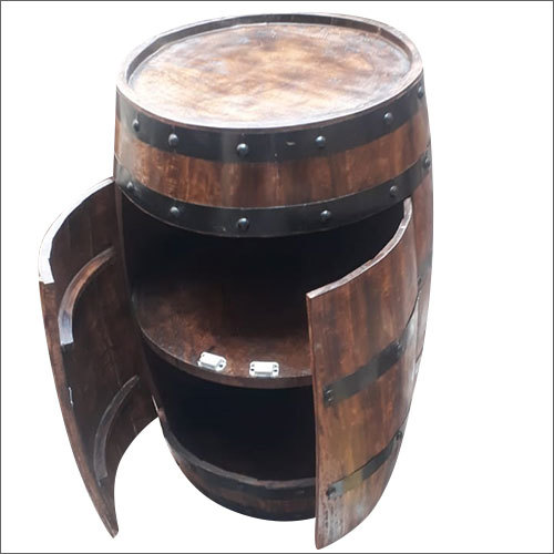 Wooden Bar Cabinet Barrel