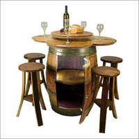 Wooden Stool Bar Barrel