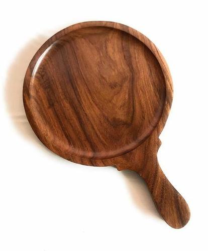 WOODEN PIZZA ROUND TRAY HANDLE 8