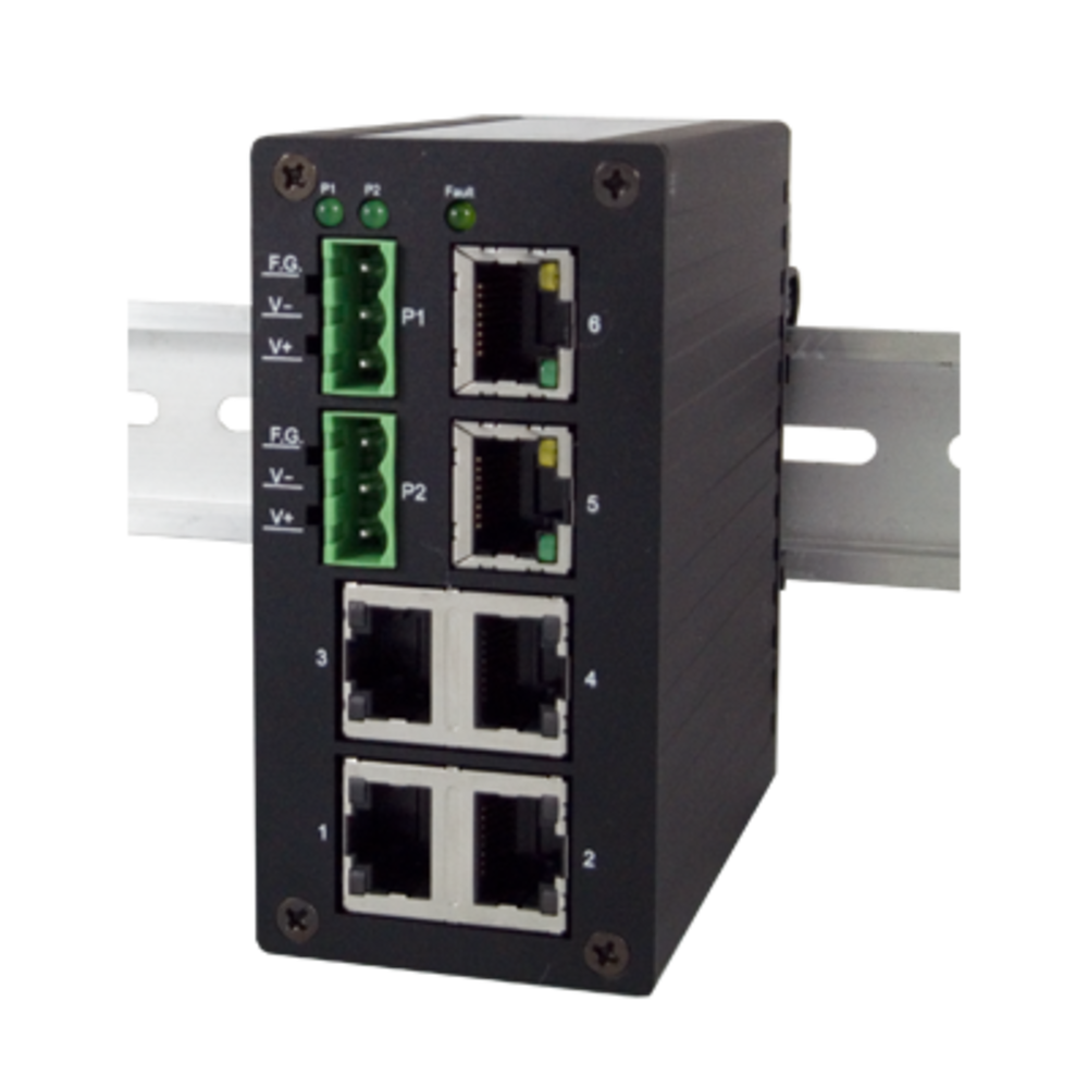 EH2306 Industrial Unmanaged Fast Ethernet Switch, 6-Port
