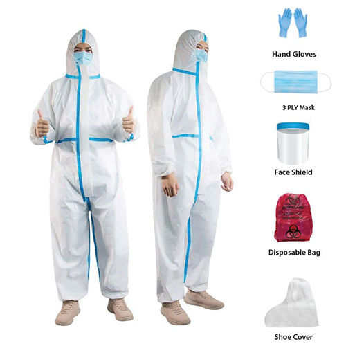 White And Blue Disposable Ppe Kit