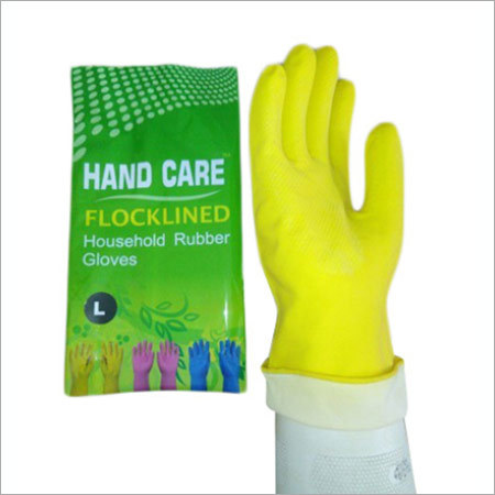 Household Rubber Gloves - Rubber, Large, 12 Inch, Yellow, 0.3mm Thickness | Durable, Protective, Flock-Lined, Comfortable