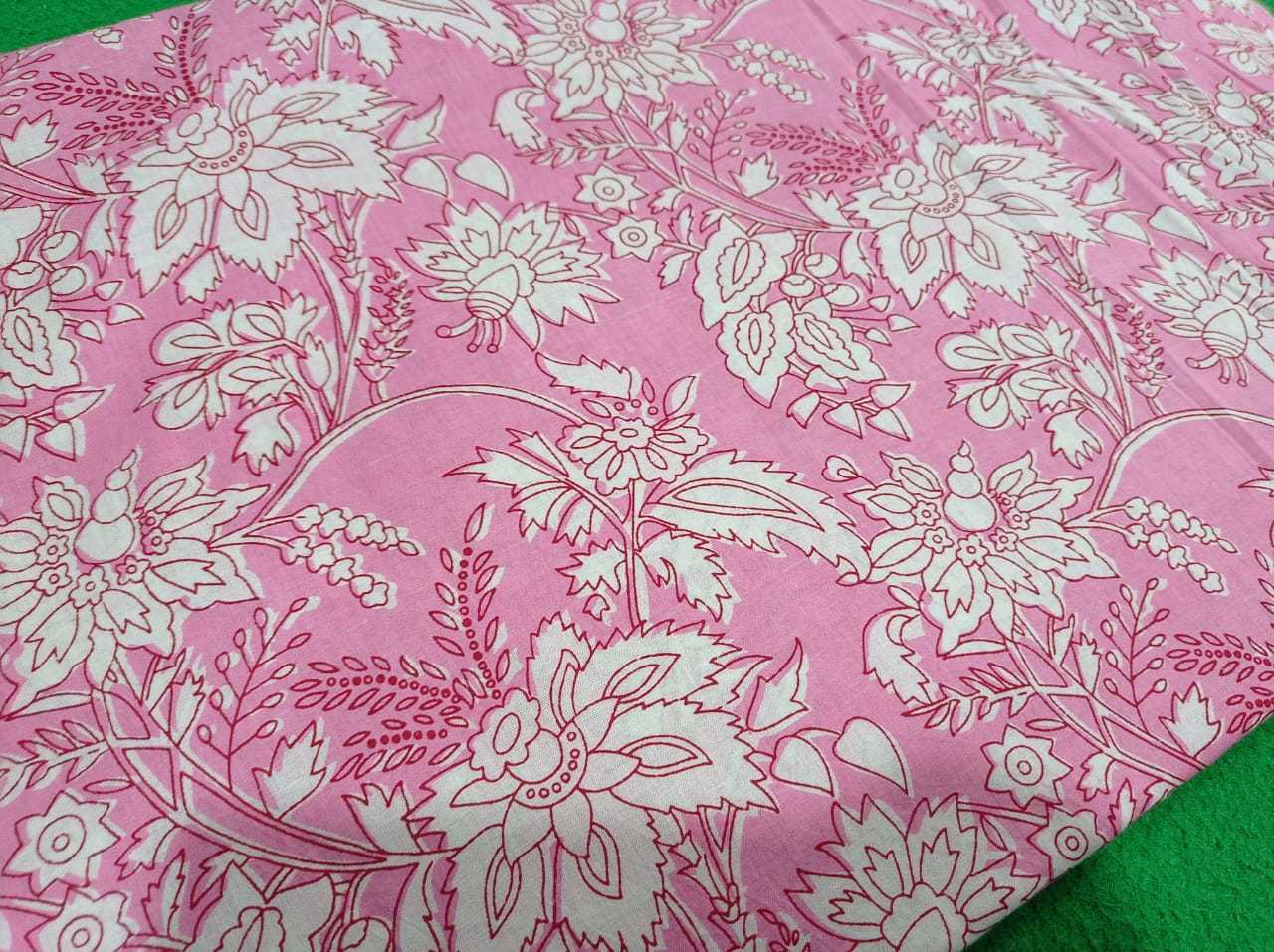 Pink Base Jaipuri Block Printed Fabric