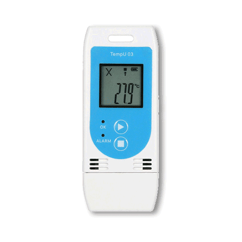 White And Blue Temperature  Humidity Data Logger