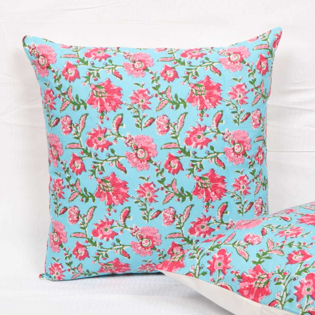 Floral Indigo Printed Cushion Cover